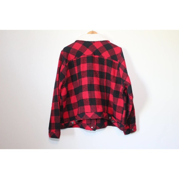 NWT Torrid Sherpa Lined Trucker Buffalo Plaid Jacket Red Plus Size 3 3X H12808 - Picture 4 of 14
